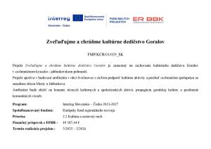 Realizácia projektu - Interreg Slovensko - Česko 2021 - 2027